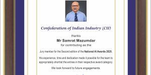 CII Recognition for shaping India’s AI future as Jury Member, National AI Awards 2025.